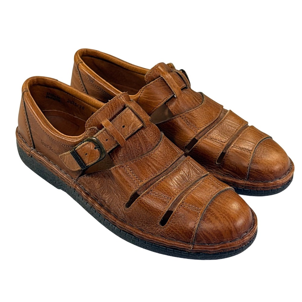 Josef Seibel Fisherman Sandal Men 45/11-11.5 Brown Leather Comfort Casual Loafer